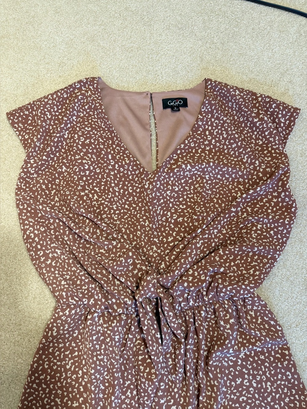 Light Brown Animal Print Wide Leg Romper/Jumpsuit - Picture 3 of 12